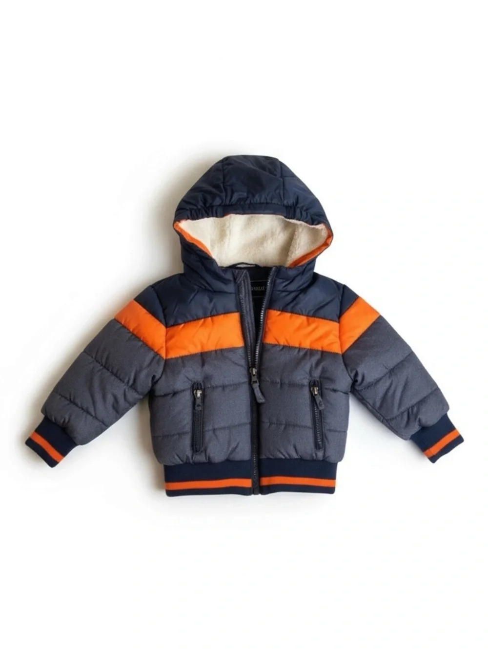 new Rothschild 𖠌 Striped Puffer Hoodie Jacket Parka 𖠌 Faux Sherpa 𖠌 Chambray - Picture 14 of 16